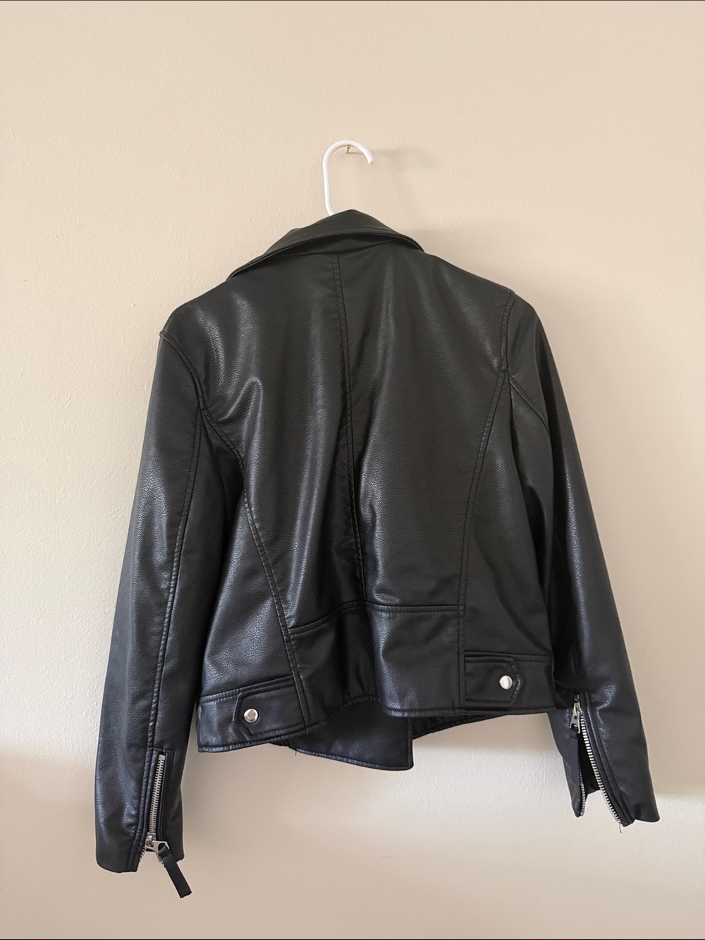 H&M Black Faux Leather Moto Jacket with Silver Hardware - Picture 3 of 3